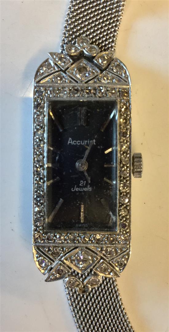 9ct white gold and diamond cocktail watch(-)